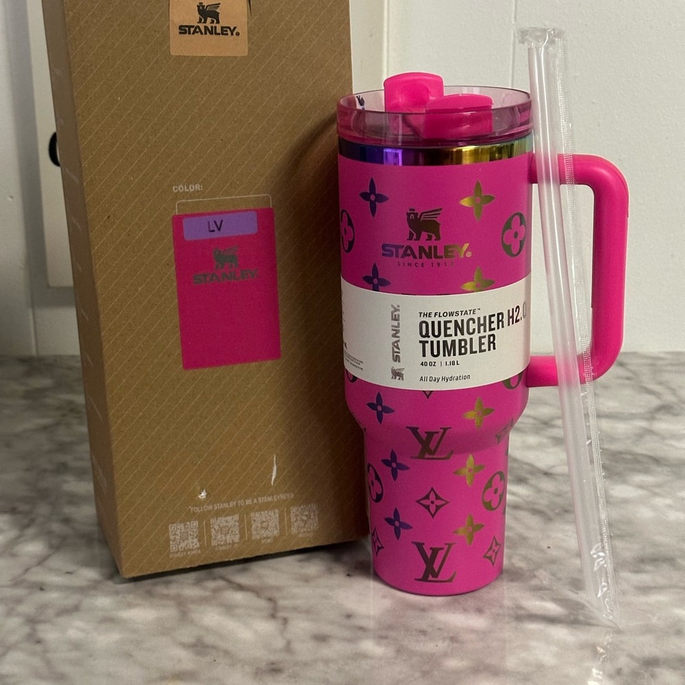 Stanley Hot Pink Travel Quencher Tumbler with Metallic Accents - Picture 7 of 11